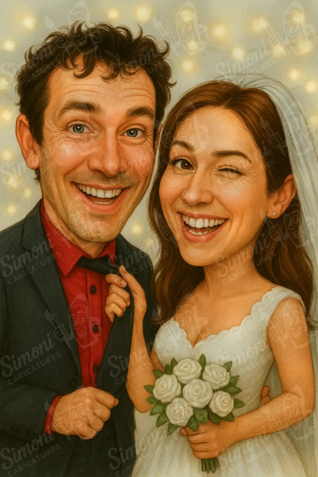 Карикатура забавна сватбена двойка